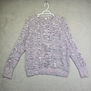 Y2K Gap Cable Knit Sweater Women's 2XL Pink Rainbow Chunky‎ Fisherman Confetti